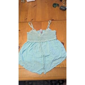 No Boundaries Teal Crochet Cami Tank Top Women's Size M 7-9